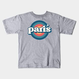 Vintage Paris Sunset Seal // Retro City Emblem for Paris, France Kids T-Shirt